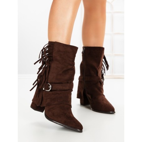 Botine cu Toc Gros 6AH32 BROWN | MEI