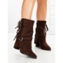 Botine cu Toc Gros 6AH32 BROWN | MEI