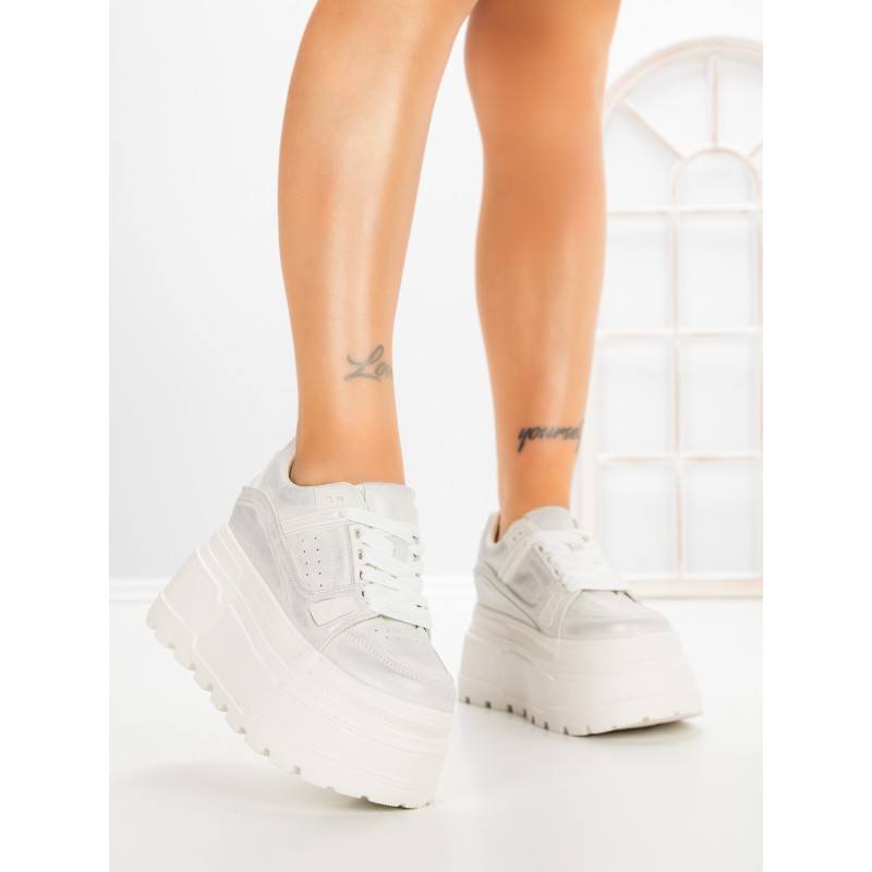 Pantofi Sport Dama cu Platforma 6208-9 WHITE | MEI