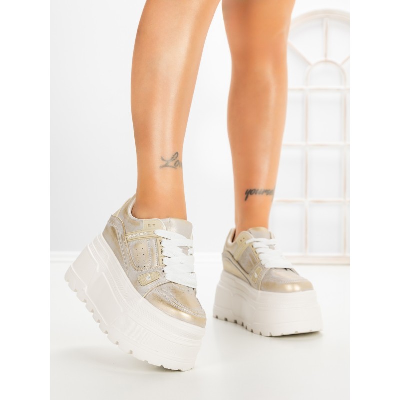 Pantofi Sport Dama cu Platforma 6208-9 CHAMPAGNE | MEI