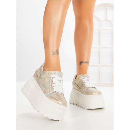 Pantofi Sport Dama cu Platforma 6208-9 CHAMPAGNE | MEI