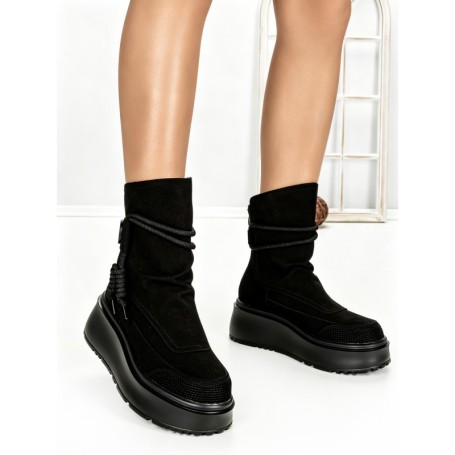 Ghete Dama din piele naturala 6ZP10 BLACK | PANTOFUL