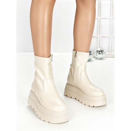 Ghete Dama cu Platforma 68WL35 BEIGE | MEI