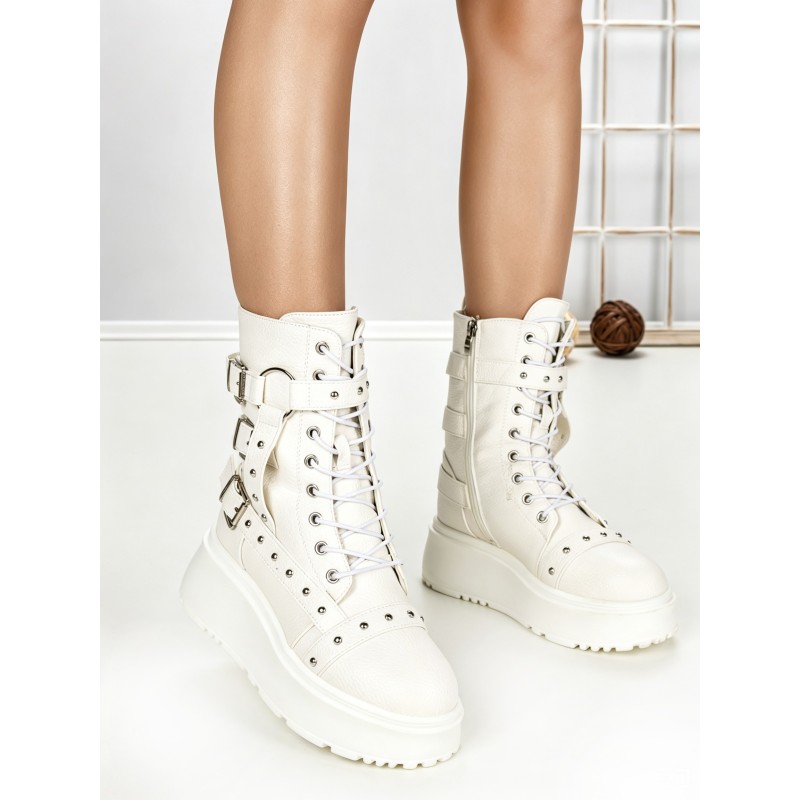 Ghete Dama cu Platforma 6ZP6 WHITE | MEI