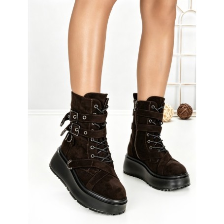 Ghete Dama cu Platforma 6ZP8 BROWN | MEI