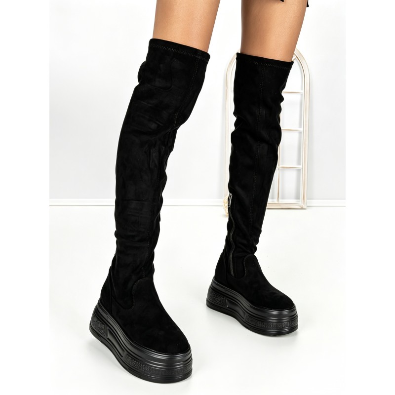 Cizme Dama cu Platforma 68WL27 BLACK | MEI