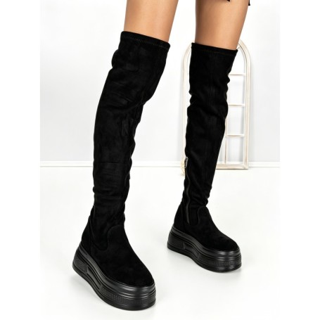 Cizme Dama cu Platforma 68WL27 BLACK | MEI
