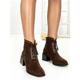 Botine cu Toc Gros 6AH30 DARK BROWN | MEI