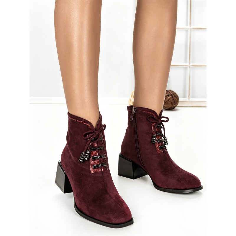 Botine cu Toc Gros 6AH30 WINERED | MEI