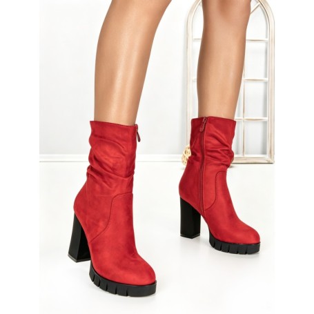Botine cu Toc Gros 6AH37 RED | MEI