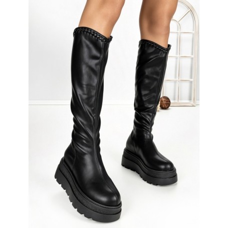 Cizme Dama cu Platforma 68WL25 BLACK | MEI