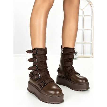 Ghete Dama cu Platforma 56WL2 DARK BROWN | MEI