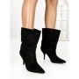 Botine cu Toc Subtire 6XKK3 BLACK | MEI