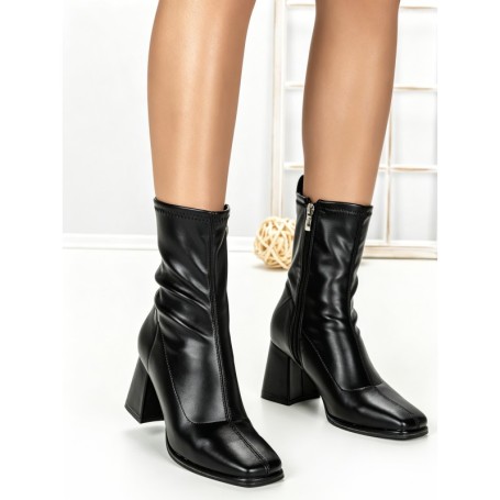 Botine cu Toc Gros 6GS10 BLACK | MEI