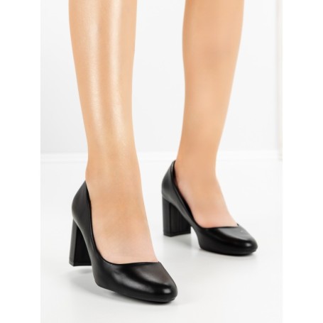 Pantofi cu Toc Gros 77-426 BLACK | CM