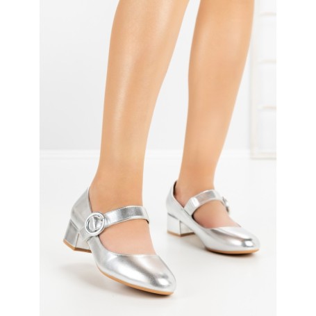 Pantofi cu Toc mic 77-448 SILVER | CM