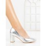Pantofi cu Toc Gros 77-426 SILVER | CM