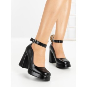 Pantofi cu Toc Gros si Platforma 8245 BLACK | CM