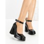 Pantofi cu Toc Gros si Platforma 8245 BLACK | CM