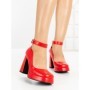Pantofi cu Toc Gros si Platforma 8245 RED | CM
