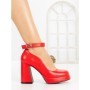 Pantofi cu Toc Gros si Platforma 8245 RED | CM