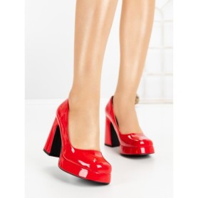 Pantofi cu Toc Gros si Platforma 8243 RED | CM