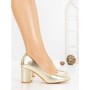 Pantofi cu Toc Gros 8136 GOLD | CM