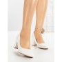 Pantofi cu Toc Gros 8136 WHITE | CM