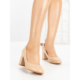 Pantofi cu Toc Gros 8136 APRICOT | CM