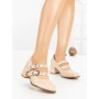 Pantofi cu Toc Gros 77-565 BEIGE | CM