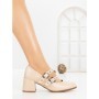 Pantofi cu Toc Gros 77-565 BEIGE | CM