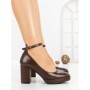 Pantofi cu Toc Gros 77-464 BROWN | CM
