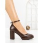 Pantofi cu Toc Gros 77-464 BROWN | CM