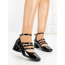 Pantofi cu Toc Gros 77-580 BLACK | CM