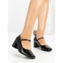Pantofi cu Toc Gros 8133 BLACK PU | CM