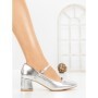 Pantofi cu Toc Gros 8133 SILVER | CM