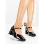 Pantofi cu Toc Gros 8133 BLACK PATENT | CM