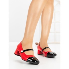 Pantofi cu Toc Gros 77-560 RED | CM