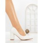 Pantofi cu Toc Gros 8128 WHITE | CM