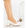 Pantofi cu Toc Gros 8125 WHITE | CM