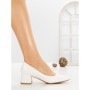 Pantofi cu Toc Gros 8125 WHITE | CM