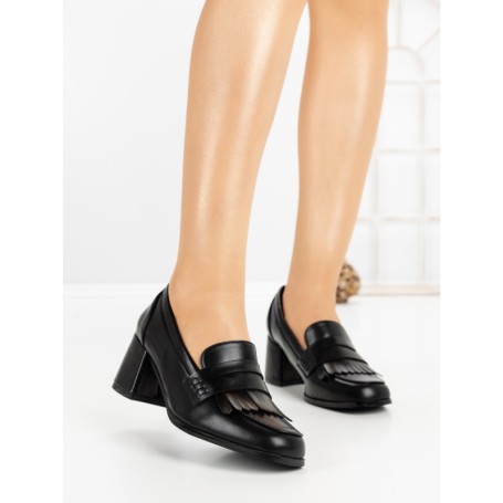 Pantofi cu Toc Gros 77-564 BLACK | CM