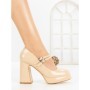 Pantofi cu Toc Gros si Platforma 8244 BEIGE | CM