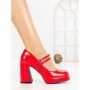 Pantofi cu Toc Gros si Platforma 8244 RED | CM