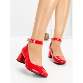 Pantofi cu Toc Gros 8250 RED | CM
