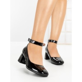 Pantofi cu Toc Gros 8250 BLACK | CM