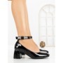 Pantofi cu Toc Gros 8250 BLACK | CM
