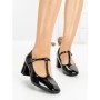 Pantofi cu Toc Gros 8134 BLACK | CM