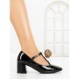 Pantofi cu Toc Gros 8134 BLACK | CM