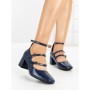 Pantofi cu Toc Gros 8138 BLUE | CM